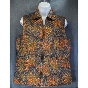 Chico's Womens 1/M-8 Fall Color Paisley Quilled Vest Full Zipper Preppy/Office
